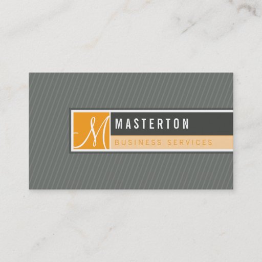 Customizable BUSINESS CARD modern blocked monogram orange grey