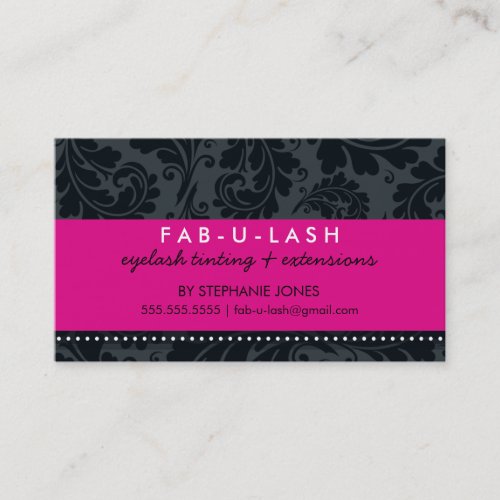 BUSINESS CARD modern bold flourish hot pink black