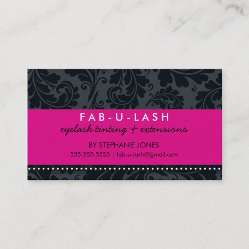 Customizable BUSINESS CARD modern bold flourish hot pink black