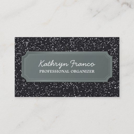 Customizable BUSINESS CARD modern bold sparkly black glitter