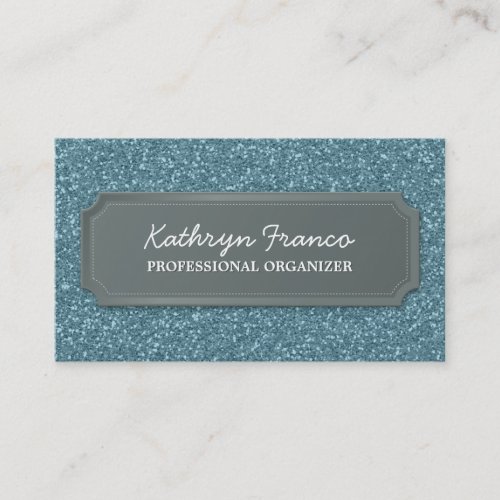 BUSINESS CARD modern bold sparkly blue glitter