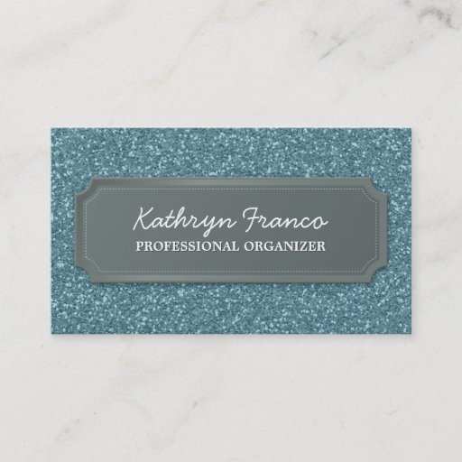Customizable BUSINESS CARD modern bold sparkly blue glitter