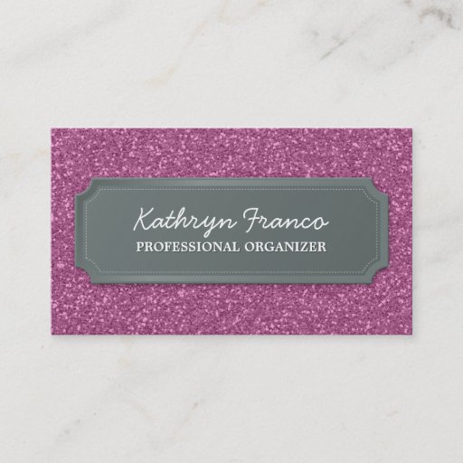 Customizable BUSINESS CARD modern bold sparkly pink glitter