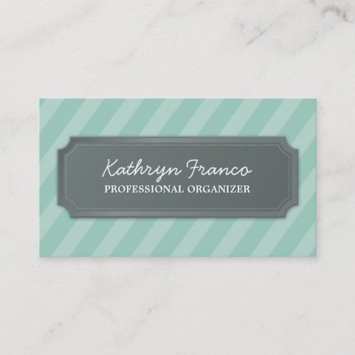 BUSINESS CARD modern bold stripe pale mint green