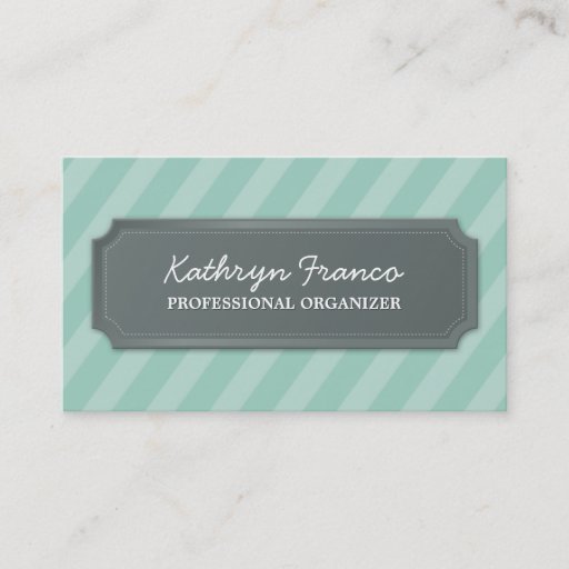 Customizable BUSINESS CARD modern bold stripe pale mint green