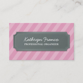 BUSINESS CARD modern bold stripe pale pink grey