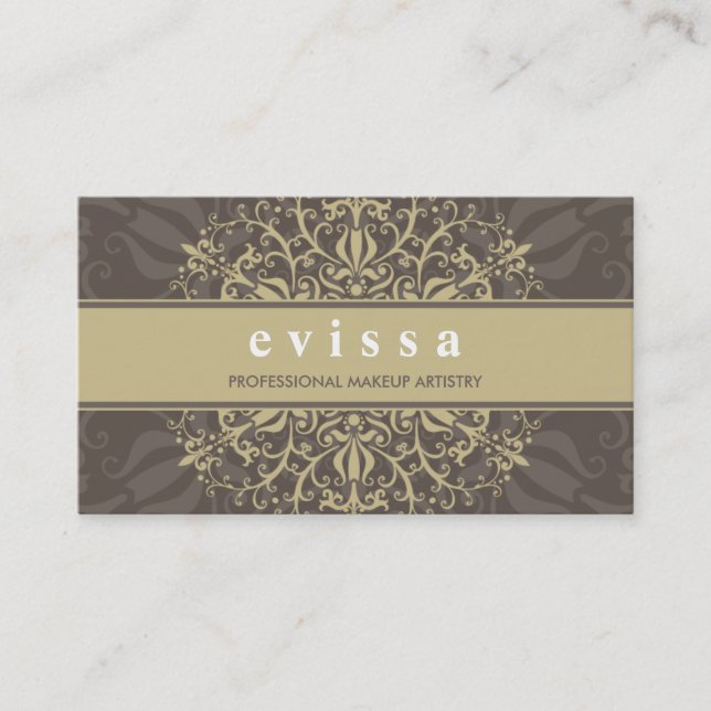 BUSINESS CARD modern elegant ornate gold brown (Front)