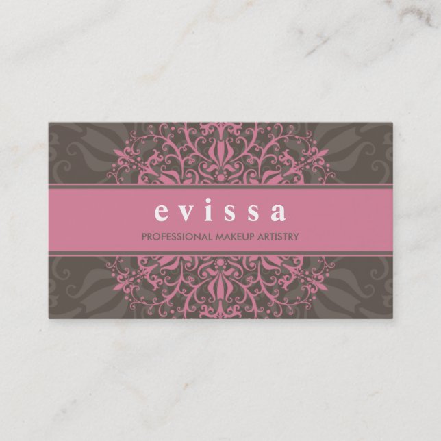 BUSINESS CARD modern elegant ornate pink brown (Front)