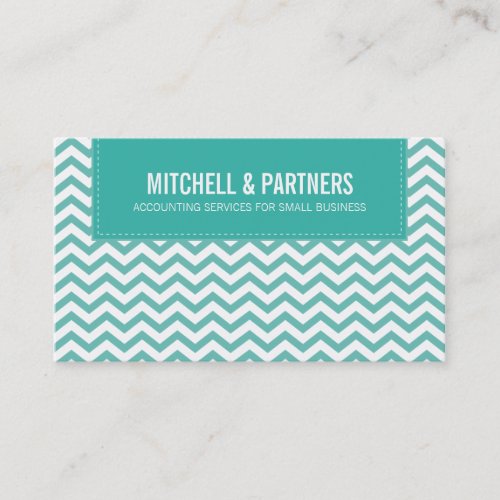 BUSINESS CARD modern fresh chevron jade green