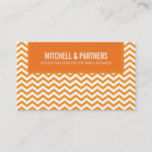 Customizable BUSINESS CARD modern fresh chevron orange
