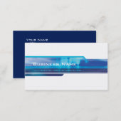 BUSINESS CARD modern futuristic trendy navy aqua (Front/Back)