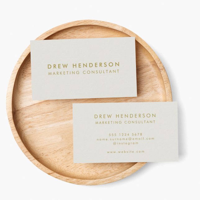 Business Card | Modern Gray and Gold Typography (Make a lasting impression with this sleek gray and gold custom business card design)