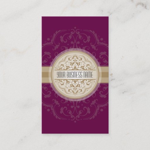 Customizable BUSINESS CARD modern oriental mandala plum gold