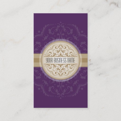 Customizable BUSINESS CARD modern oriental mandala purple gold