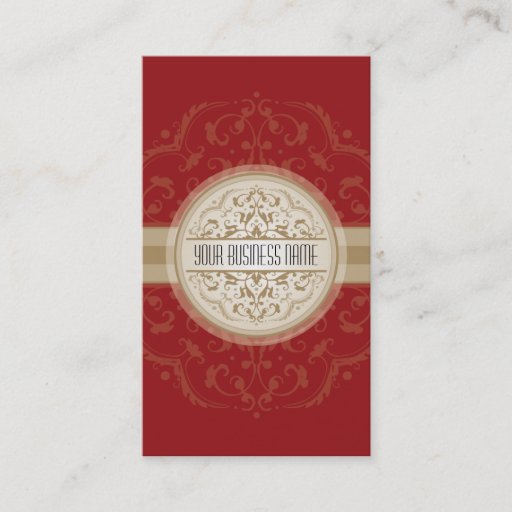 Customizable BUSINESS CARD modern oriental mandala red gold