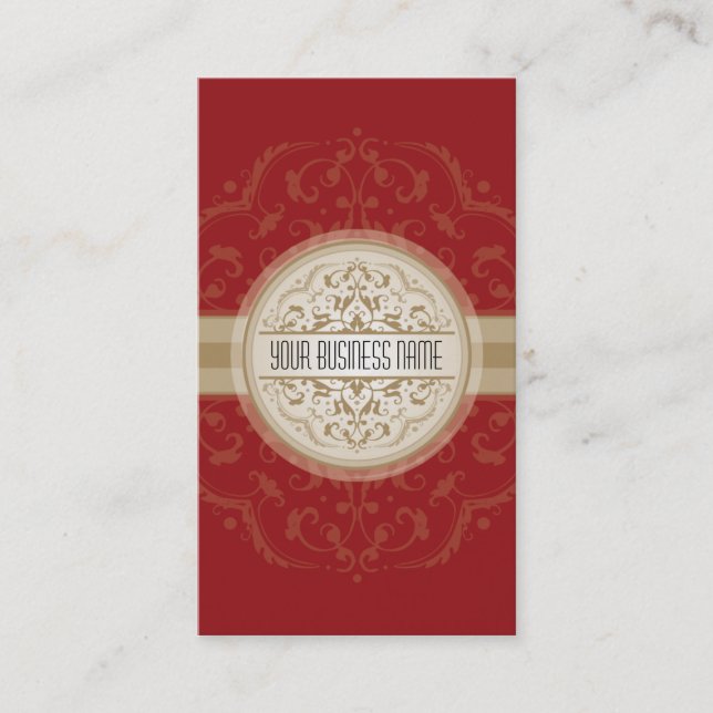 BUSINESS CARD modern oriental mandala red gold (Front)