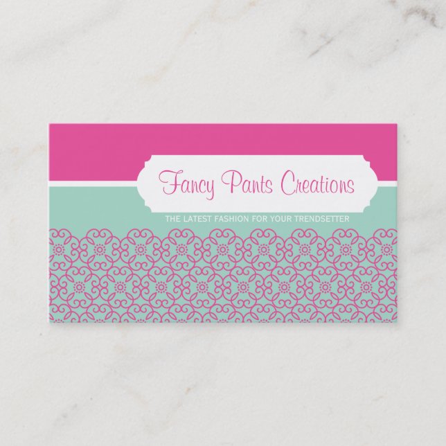 BUSINESS CARD modern rosette pattern pink mint (Front)