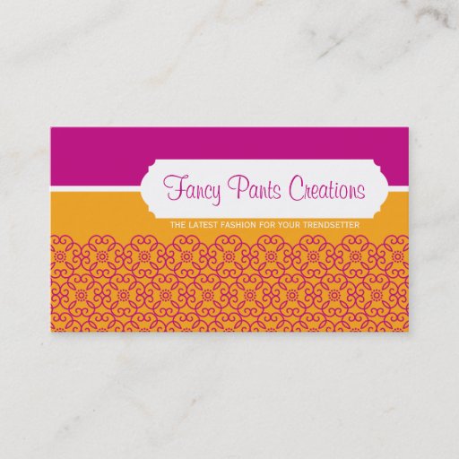Customizable BUSINESS CARD modern rosette pattern pink orange