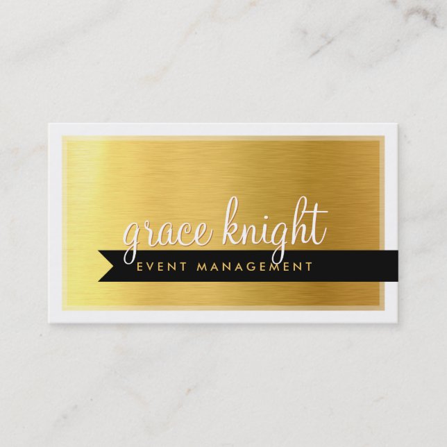 BUSINESS CARD modern simple cool bold gold foil (Front)