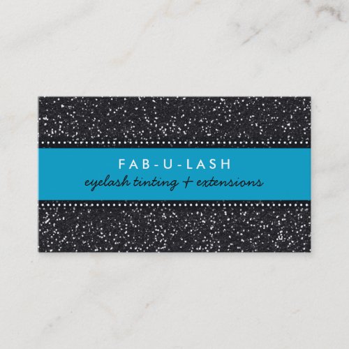 BUSINESS CARD modern trendy glitter aqua black