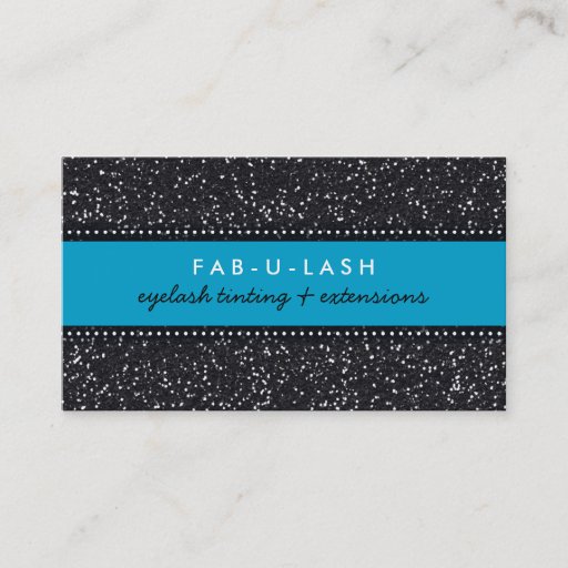 Customizable BUSINESS CARD modern trendy glitter aqua black