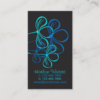 Business Card, Mommy Card Bright Blue on Black