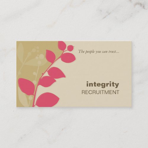 BUSINESS CARD nature foliage silhouette coral gold