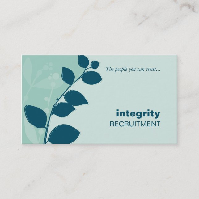 BUSINESS CARD nature foliage silhouette mint teal (Front)