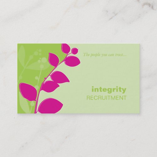 BUSINESS CARD nature foliage silhouette pink lime