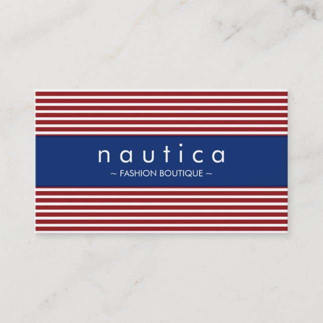 BUSINESS CARD :: nautical striped 30 (Front)