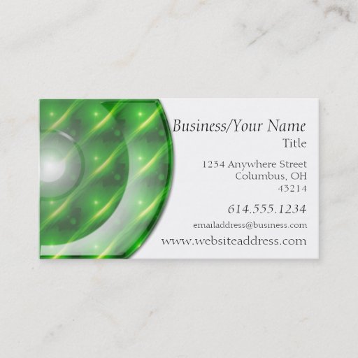 Customizable Business Card :: Neon Green Plastic Disc