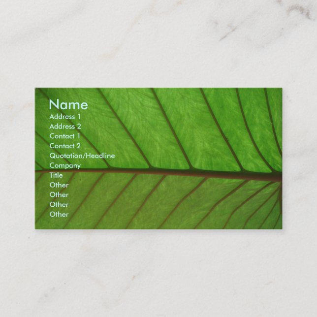 Business Card on a Leaf (Front)