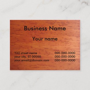 Business Card On Cherry Stained Wood by InkWorks at Zazzle