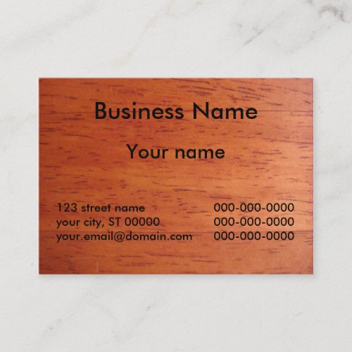 Business Card on Cherry Stained Wood