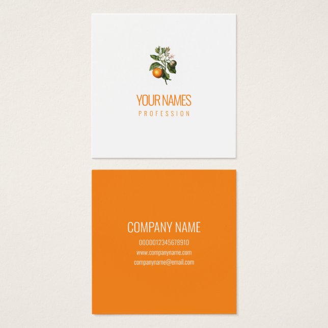 BUSINESS CARD : "ORANGE BLOSSOM" : ORANGE TEXT (Front & Back)