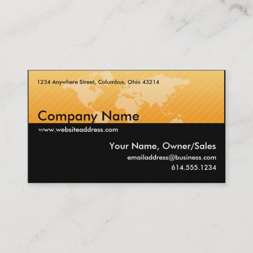 Customizable Business Card :: Orange World Map Design 1