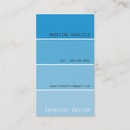 Business Card Paint Chip Swatch Aqua Blue