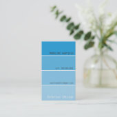 BUSINESS CARD paint chip swatch aqua blue (Standing Front)
