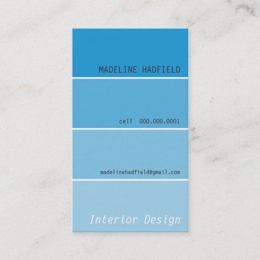 Customizable BUSINESS CARD paint chip swatch aqua blue