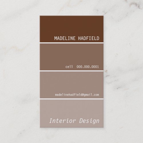 BUSINESS CARD paint chip swatch chocolate brown