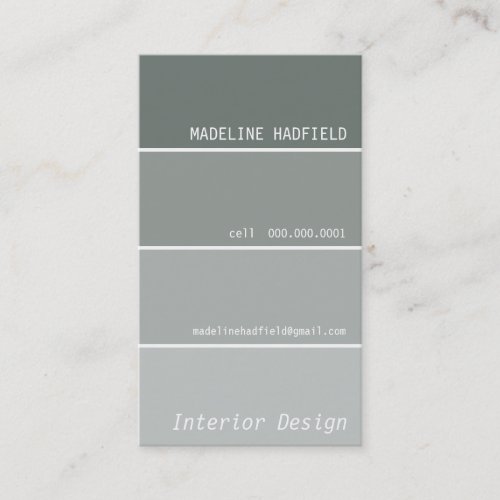 BUSINESS CARD paint chip swatch grey silver