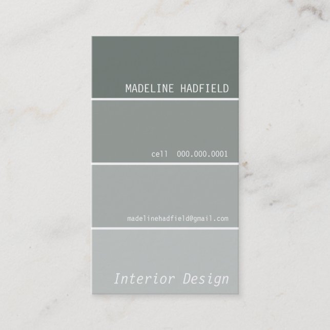 BUSINESS CARD paint chip swatch grey silver (Front)