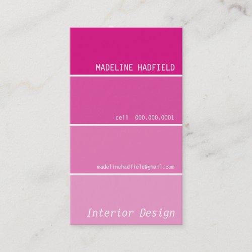 BUSINESS CARD paint chip swatch magenta pink