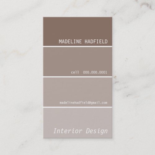 BUSINESS CARD paint chip swatch mocha brown