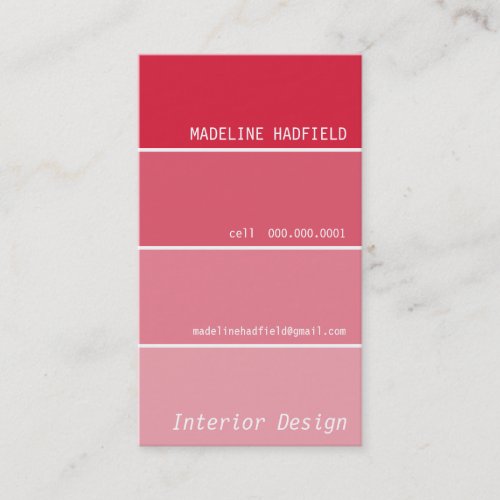 BUSINESS CARD paint chip swatch red