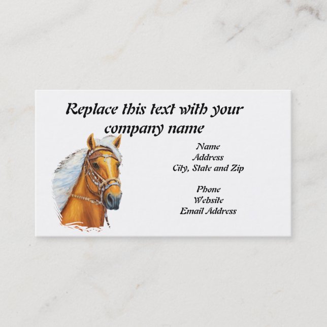 Business Card, Palomino Peruvian Horse Solid Gold Card (Front)