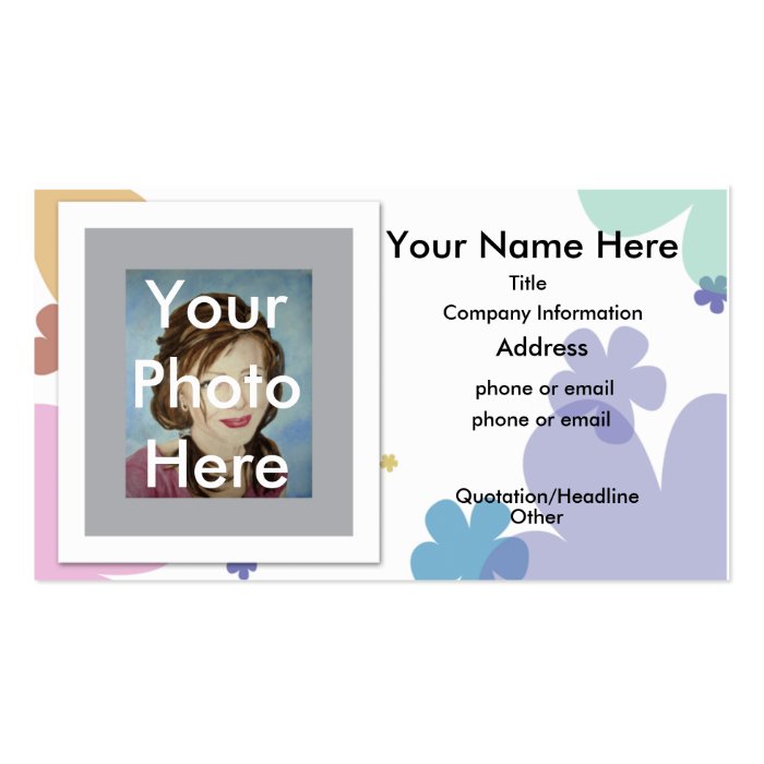 Business Card Pastel Flowers Your Photo Here