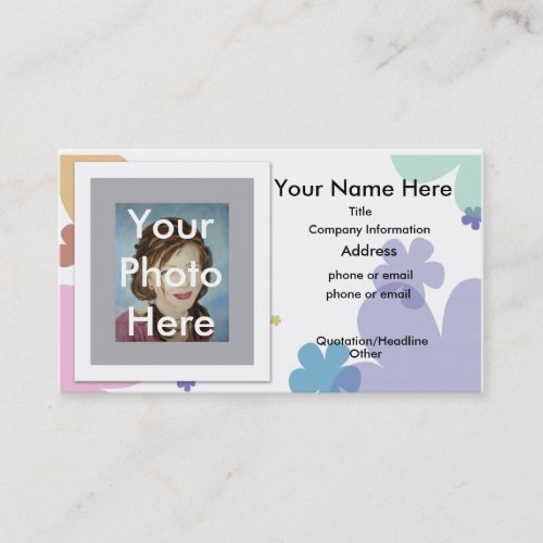 Business Card Pastel Flowers Your Photo Here