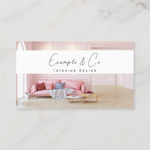 Business Card, Pastel Pink Interior Decorator Card