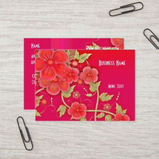 Business Card Pink Red Floral